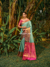 C-Green Zari Worked With Royal Pink Color Pure Banarasi saree